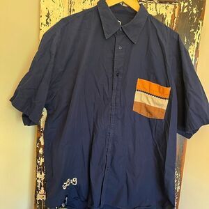 Men’s Lifted Research Group LRG embroidered‎ button down pocket shirt. Size 3X
